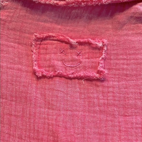 POL NWOT Pink/White Button-Up gauze Shirt w sweater/knit sleeves - Picture 9 of 9